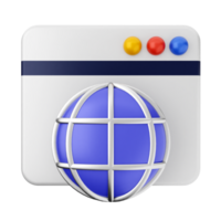A web browser icon with a globe and a blue button png