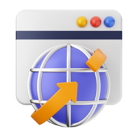 A web browser icon with an arrow pointing to the earth png