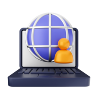 Laptop with internet connection and a globe icon png