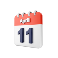 A calendar with the date april 11th png