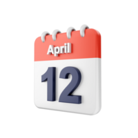 A calendar with the date april 12th png