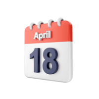 A calendar with the date april 18th png
