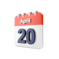 A calendar with the word april 20th on it png