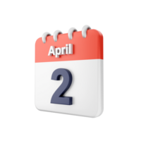 A calendar with the date april 2nd png