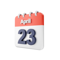A calendar with the date april 23rd png
