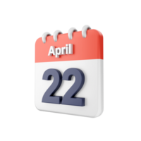 A calendar with the date april 22 on it png