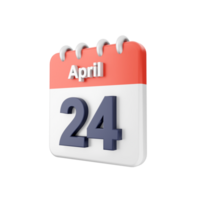 A calendar with the date april 24th png