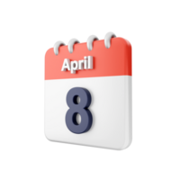 A calendar with the date of april 8th png