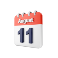 An image of an august 11 calendar png