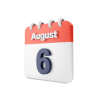 August 6th calendar icon on black background png
