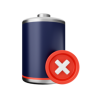 A battery with an x on it and a red cross png
