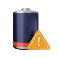 A battery with a warning sign and a battery icon png