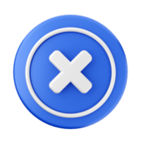 A blue button with an x sign on it png