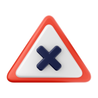 A red and white triangle with an x on it png