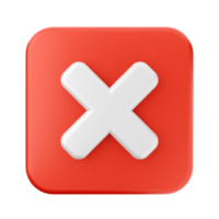 An x mark on a red square button png