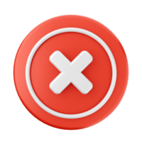 A red button with an x sign on it png