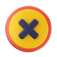 A yellow and red button with an x on it png