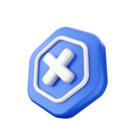 A blue and white hexagon with an x and a cross png