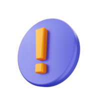 A 3d icon of an exclamation mark on a purple button png