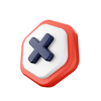 A red and white hexagon with an x and a cross png
