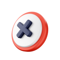 A red and white button with an x sign on it png