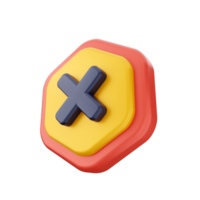 A red and yellow hexagon with an x and a blue cross png