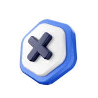 A blue and white hexagon with an x png