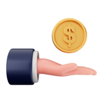 A hand holding a dollar coin and a hand with a gold coin png