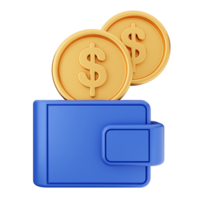Wallet icon with coins and dollar bills png