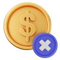A dollar coin with an x and a dollar sign png