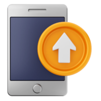 A phone with an arrow pointing up and a button png