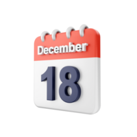 A calendar with the date december 18th png