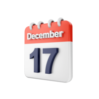 A calendar with the date december 17th png