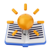 A book with an open light bulb on top png
