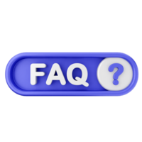 Blue button faq with question mark on black background png