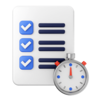 A checklist with a stopwatch next to it png