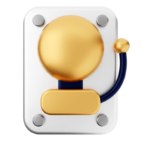 A gold and white button with a blue handle png