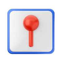 A red and blue button with a red ball png