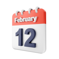 February 12th calendar icon on black background png