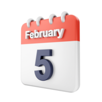 February 5th calendar icon on black background png