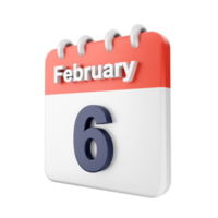 February 6th calendar icon on black background png