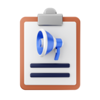 A clipboard with a megaphone icon on it png