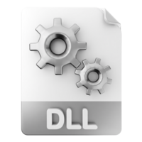 A white and silver file with the word dll on it png