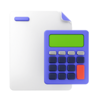 A calculator and paper on a black background png