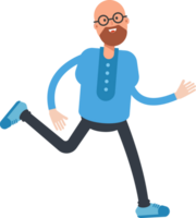 Bald and Beard Man Character Running png