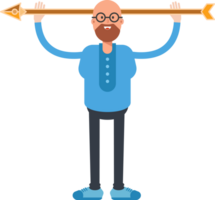 Bald and Beard Man Character Holding Arrow Illustration png