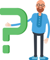 Bald and Beard Man Character and Question Mark png