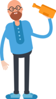 Bald and Beard Man Character Drinking Beer png
