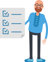 Bald and Beard Man Character and Check List Document png