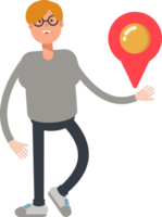 Brown Hair Male Character Holding Map Pin png